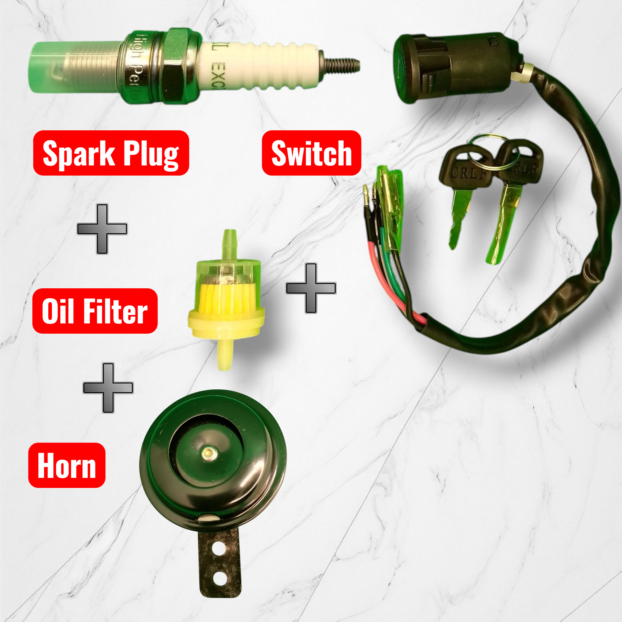 4-in-1 Motorcycle Parts Deal Pakistan for Honda CD 70 & China Bikes